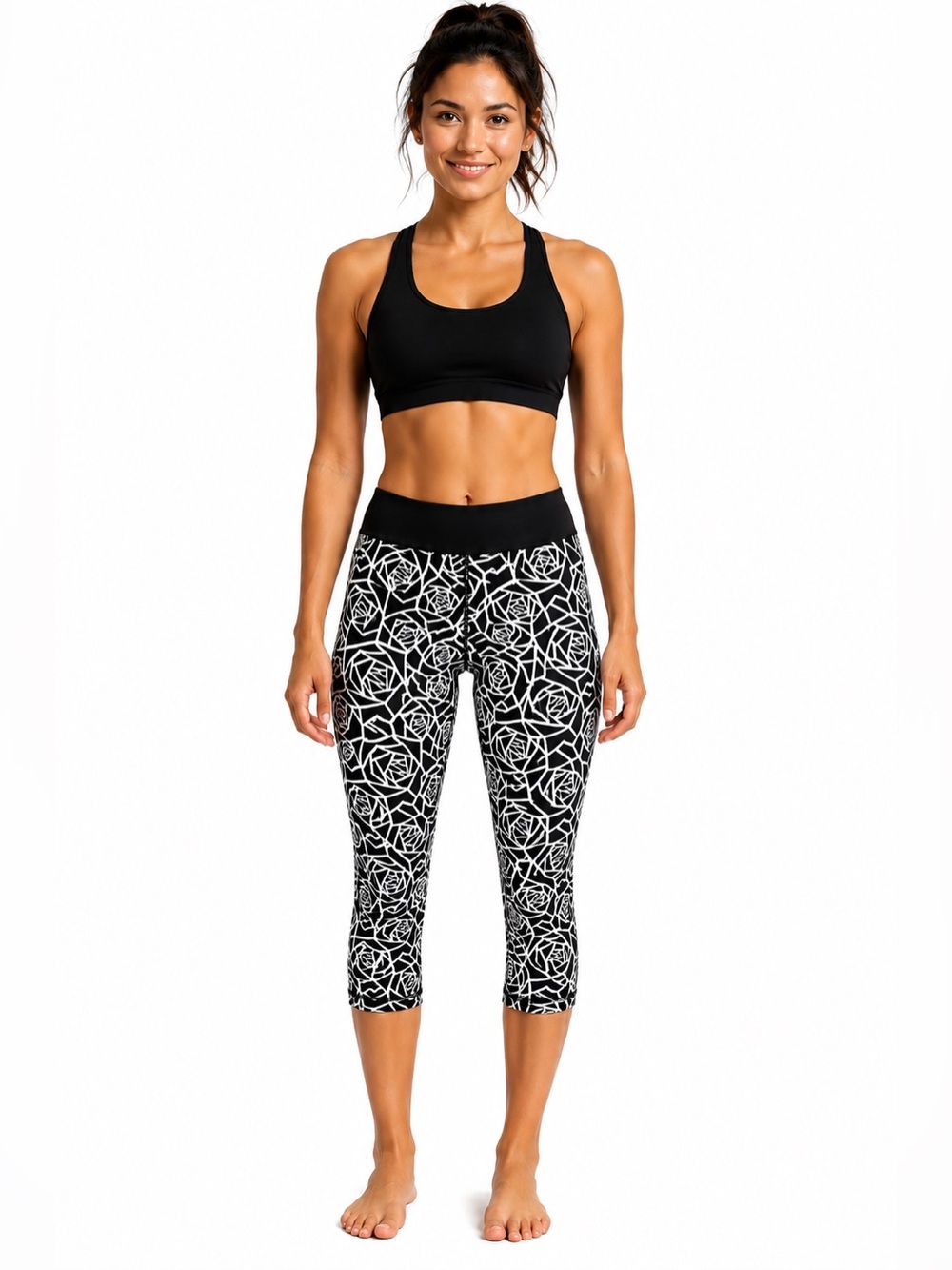 Lululemon Real Quick Crop Full-On Luxtreme Posey Black White Size 6